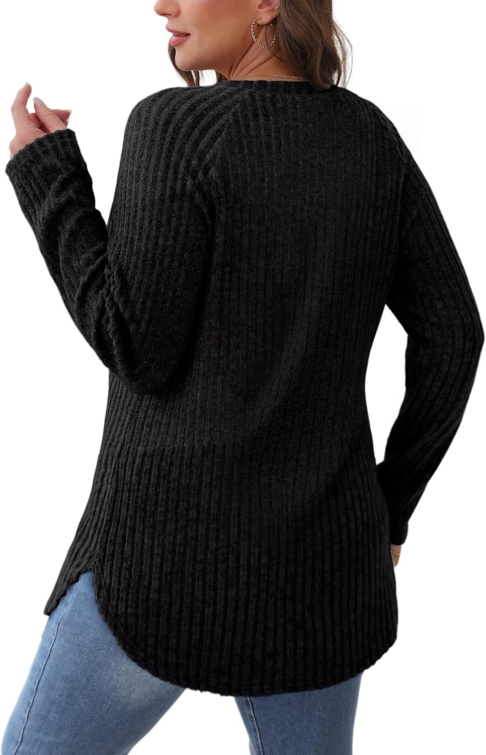 Long Sleeve Shirts Tunic Tops for Women Loose Fit Crew Neck Pullover Sweaters - Picture 33 of 113