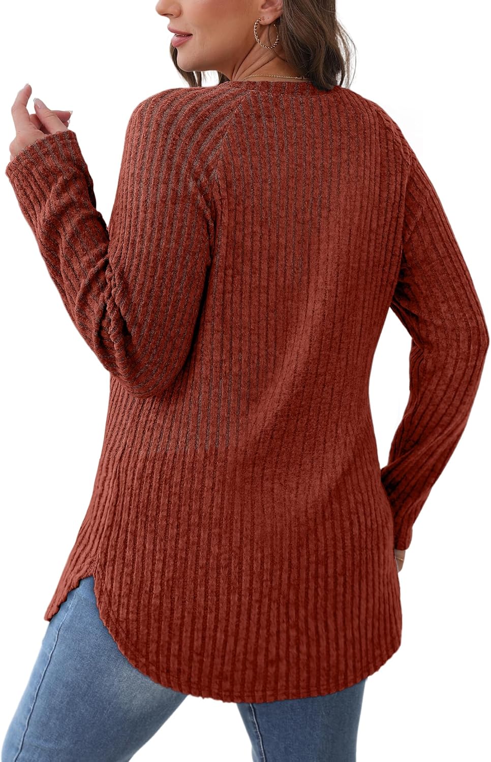 Long Sleeve Shirts Tunic Tops for Women Loose Fit Crew Neck Pullover Sweaters - Picture 38 of 113
