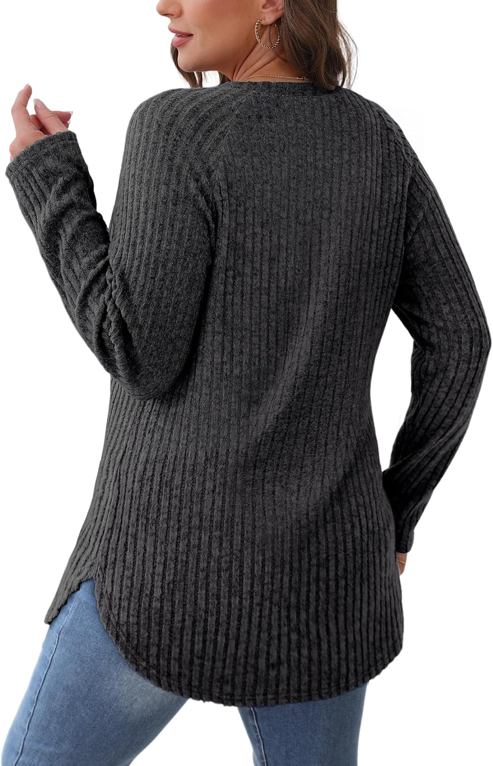 Long Sleeve Shirts Tunic Tops for Women Loose Fit Crew Neck Pullover Sweaters - Picture 43 of 113