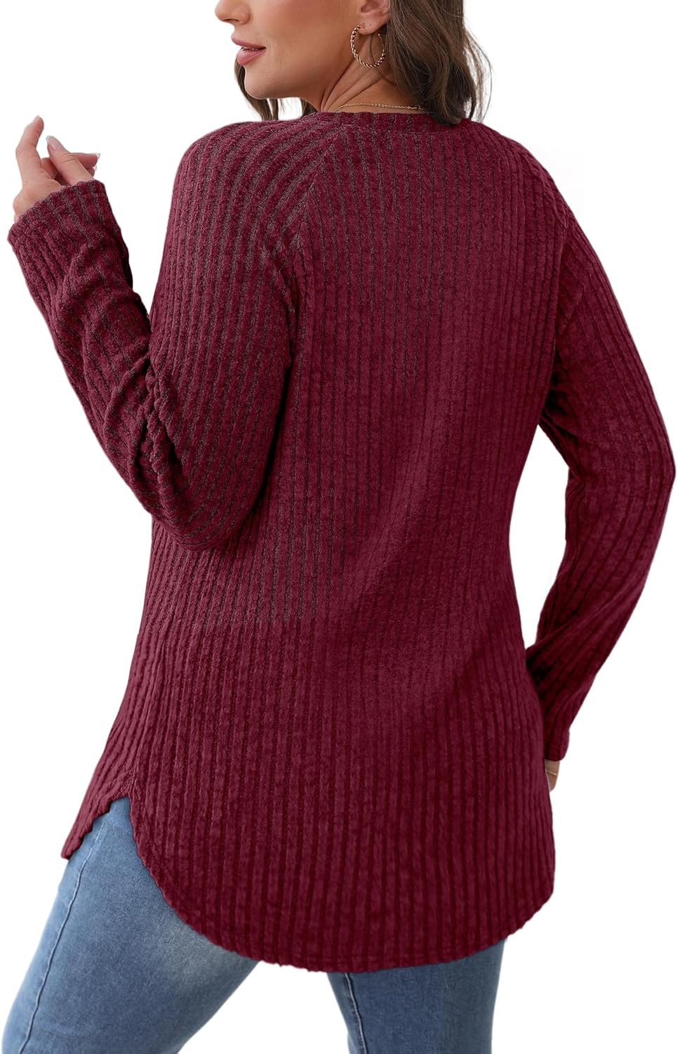 Long Sleeve Shirts Tunic Tops for Women Loose Fit Crew Neck Pullover Sweaters - Picture 48 of 113