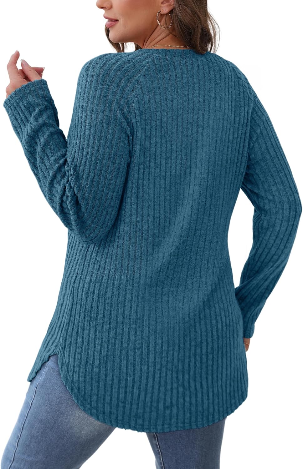 Long Sleeve Shirts Tunic Tops for Women Loose Fit Crew Neck Pullover Sweaters - Picture 53 of 113