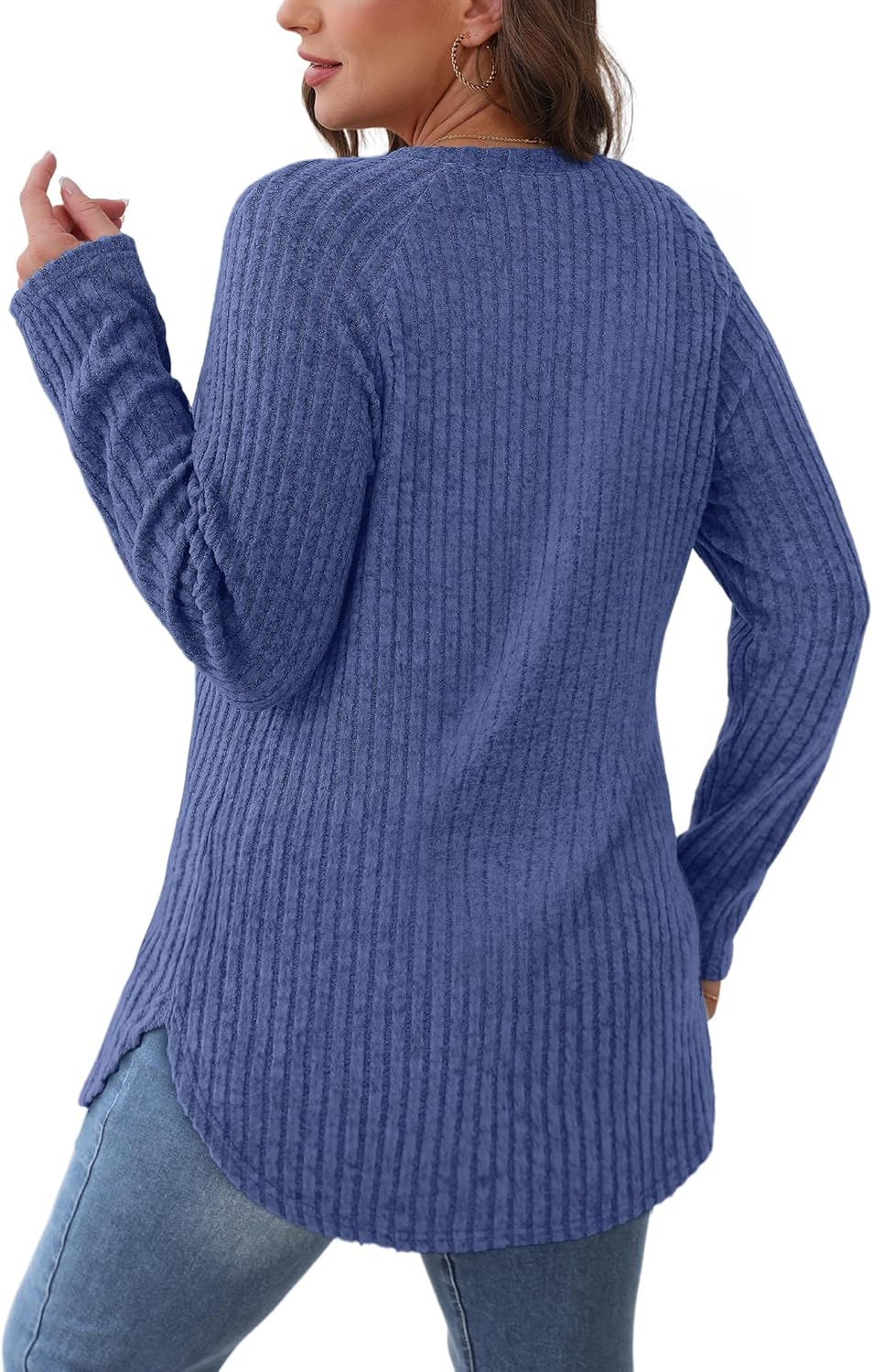 Long Sleeve Shirts Tunic Tops for Women Loose Fit Crew Neck Pullover Sweaters - Picture 58 of 113