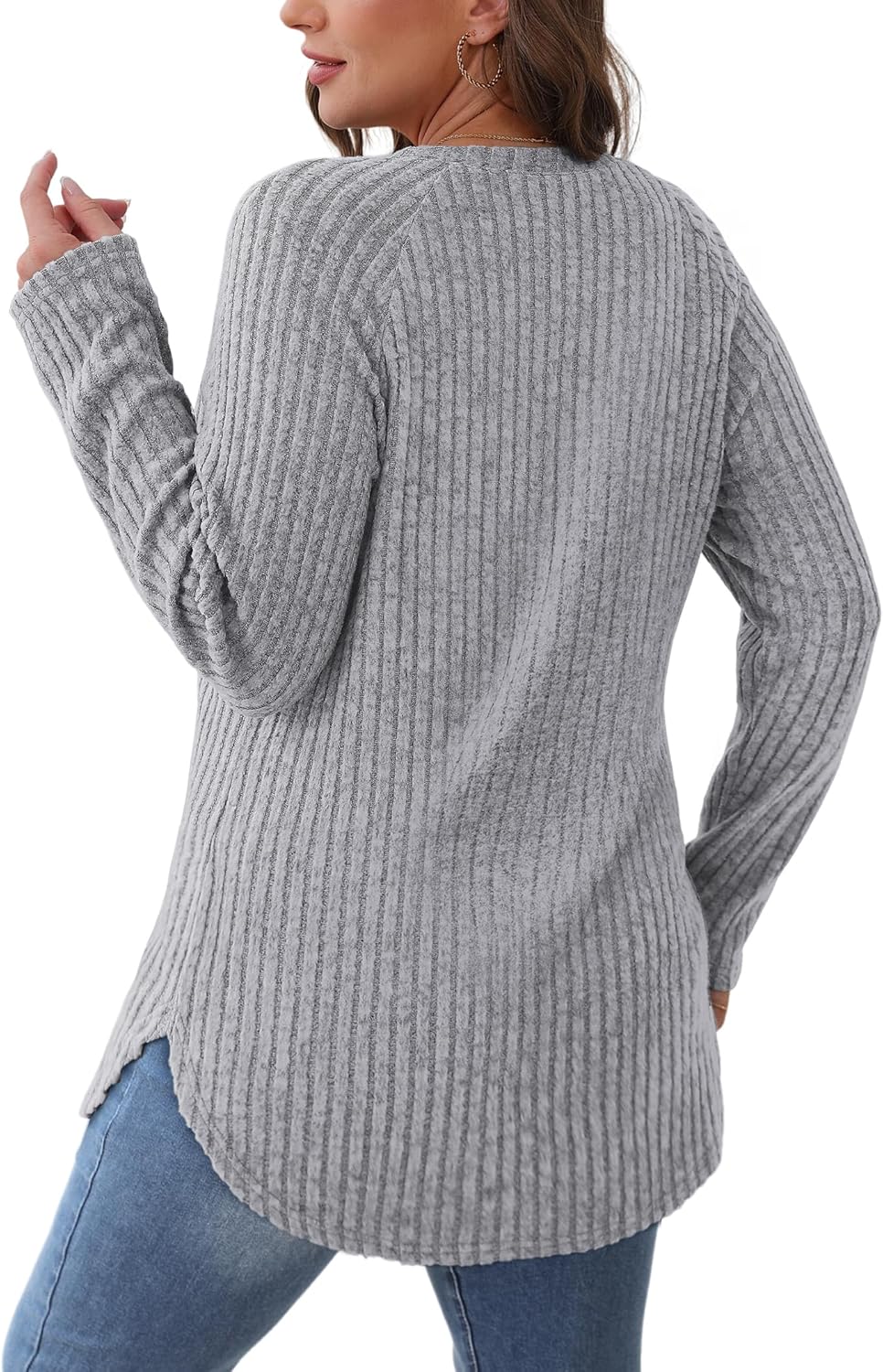 Long Sleeve Shirts Tunic Tops for Women Loose Fit Crew Neck Pullover Sweaters - Picture 63 of 113