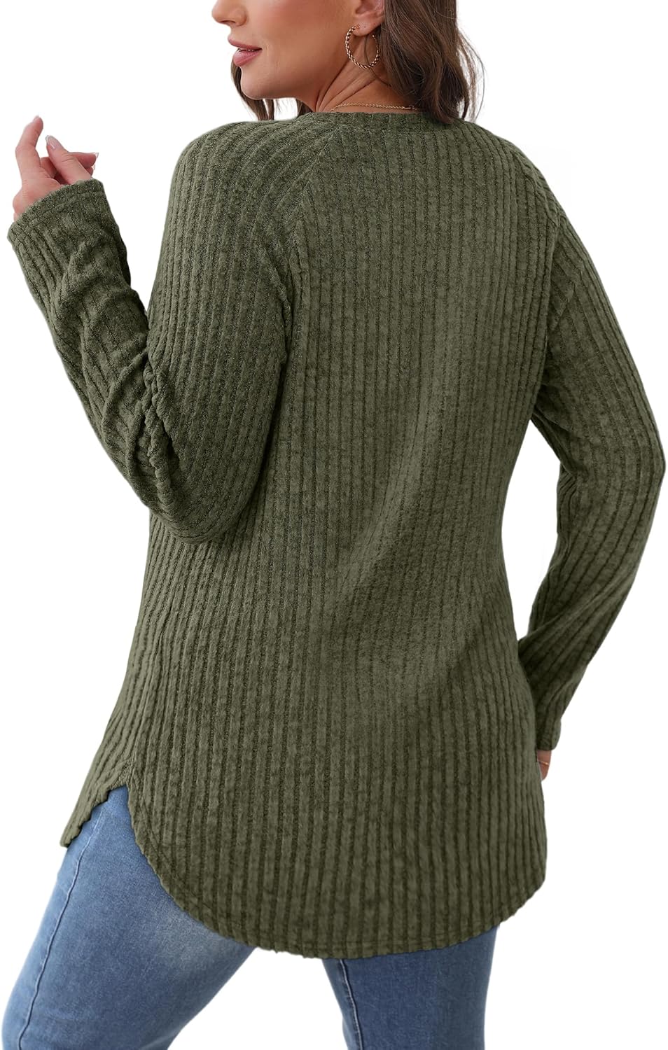 Long Sleeve Shirts Tunic Tops for Women Loose Fit Crew Neck Pullover Sweaters - Picture 68 of 113