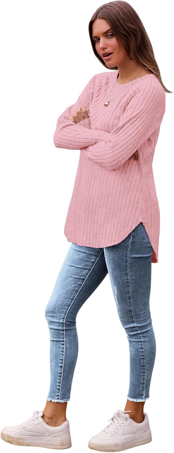 Long Sleeve Shirts Tunic Tops for Women Loose Fit Crew Neck Pullover Sweaters - Picture 71 of 113