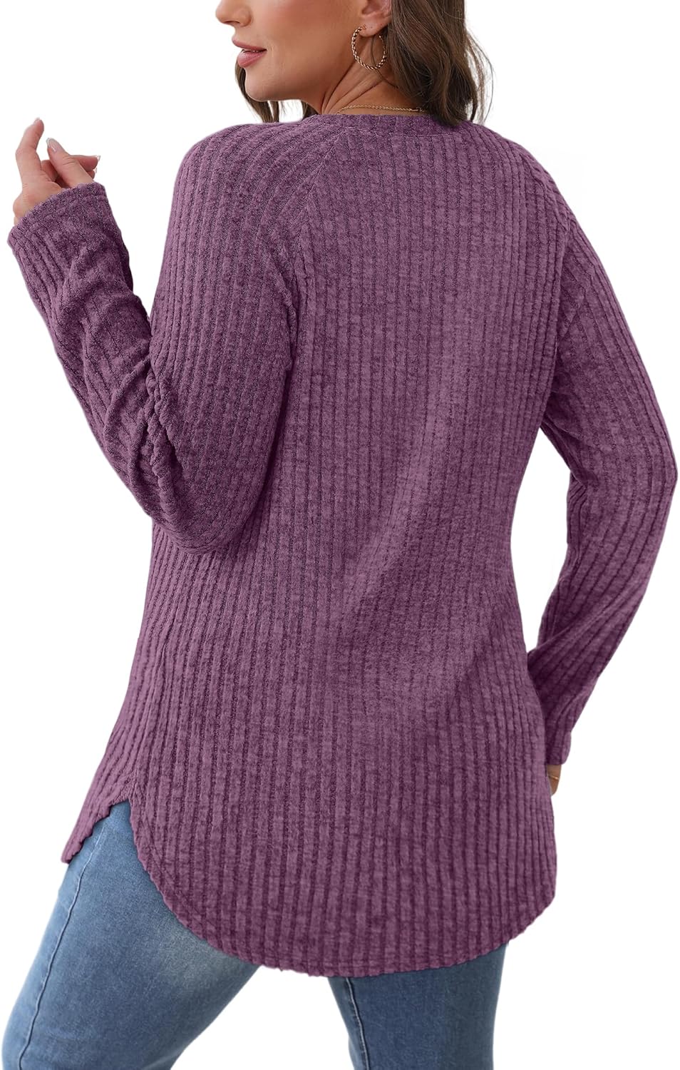 Long Sleeve Shirts Tunic Tops for Women Loose Fit Crew Neck Pullover Sweaters - Picture 78 of 113