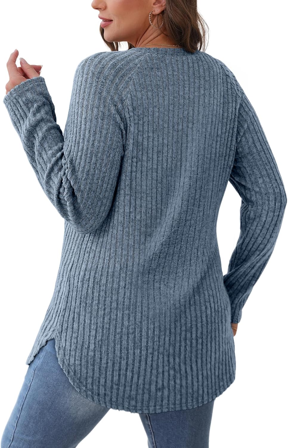 Long Sleeve Shirts Tunic Tops for Women Loose Fit Crew Neck Pullover Sweaters - Picture 88 of 113