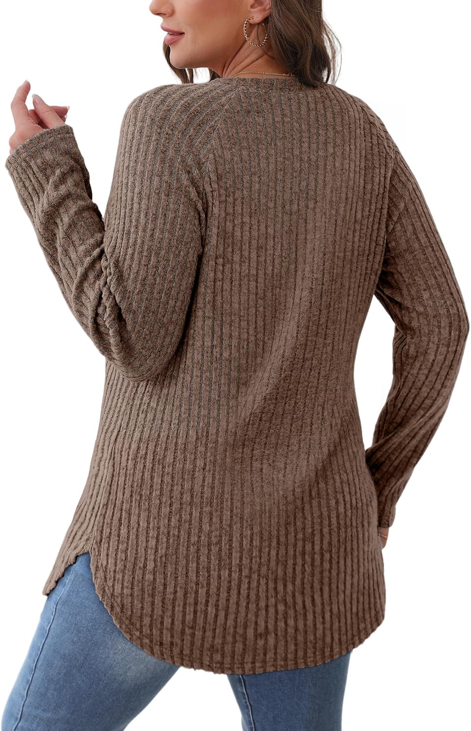 Long Sleeve Shirts Tunic Tops for Women Loose Fit Crew Neck Pullover Sweaters - Picture 93 of 113