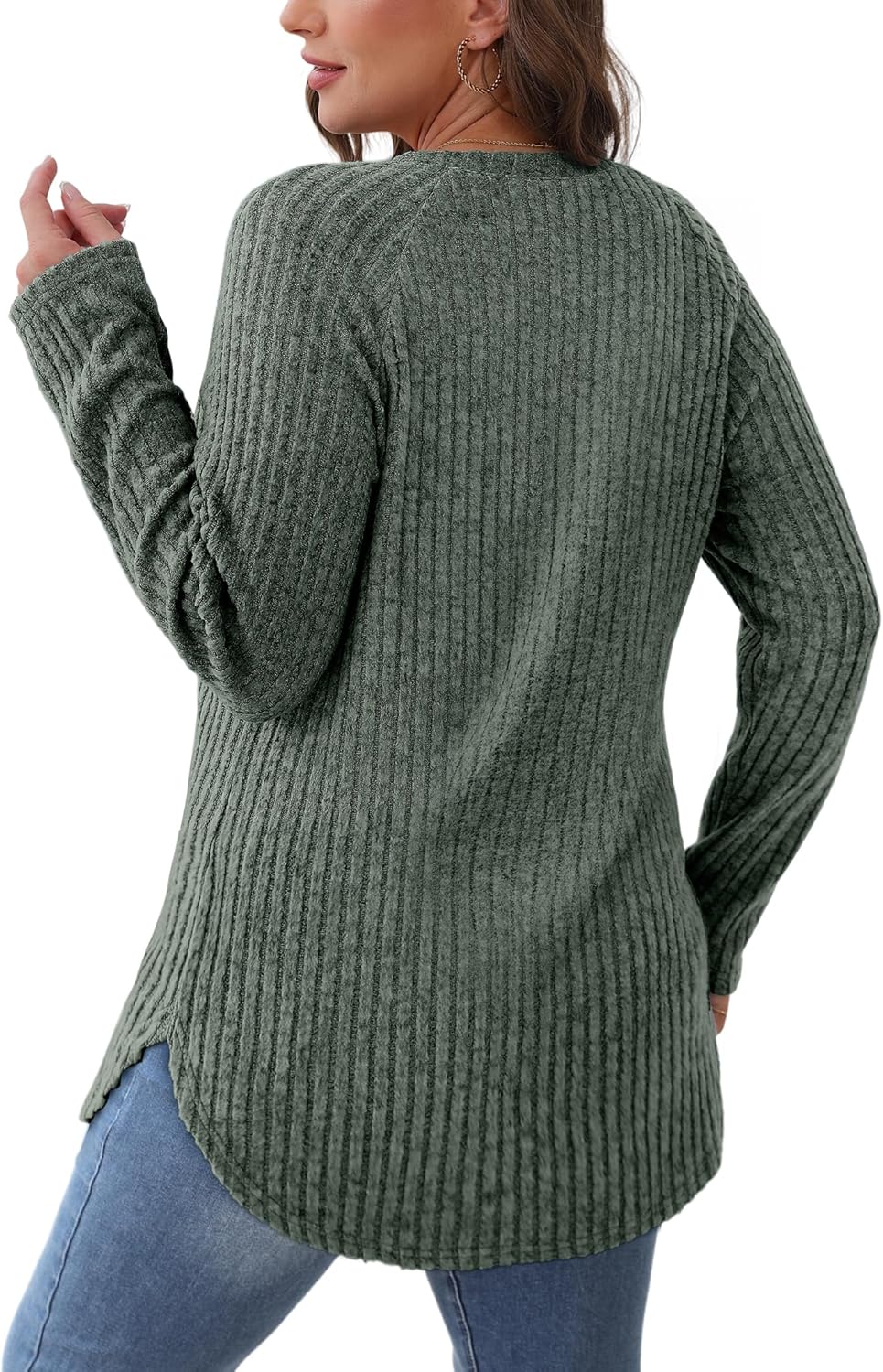 Long Sleeve Shirts Tunic Tops for Women Loose Fit Crew Neck Pullover Sweaters - Picture 98 of 113