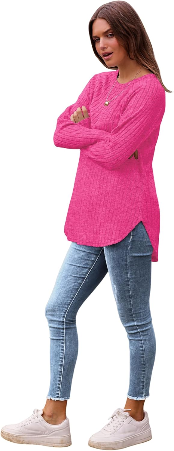 Long Sleeve Shirts Tunic Tops for Women Loose Fit Crew Neck Pullover Sweaters - Picture 102 of 113