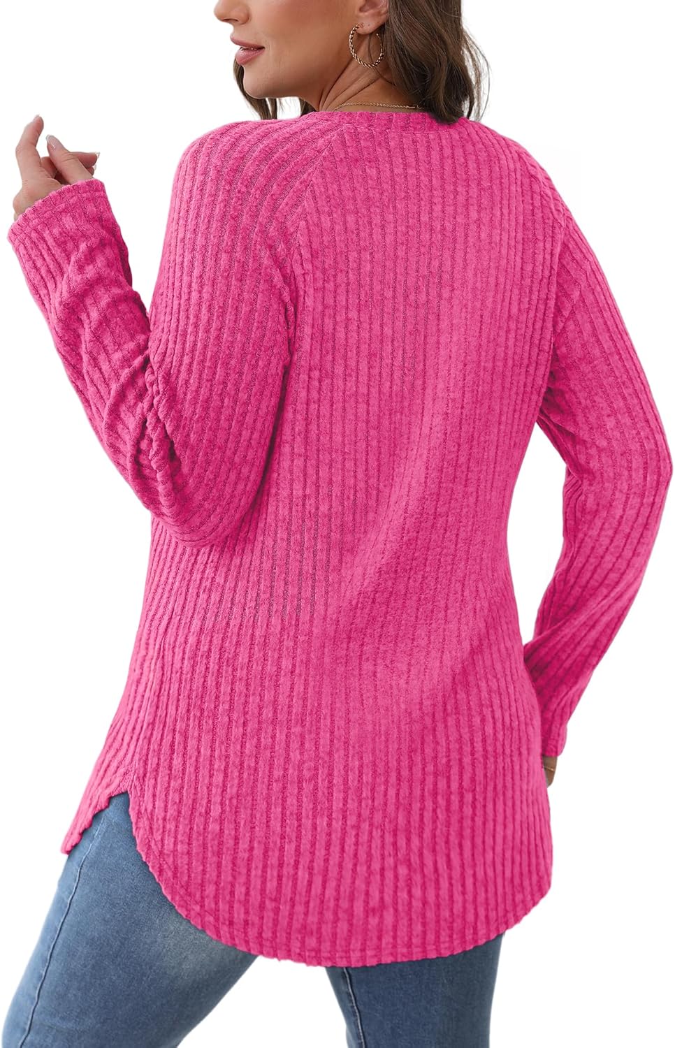 Long Sleeve Shirts Tunic Tops for Women Loose Fit Crew Neck Pullover Sweaters - Picture 103 of 113