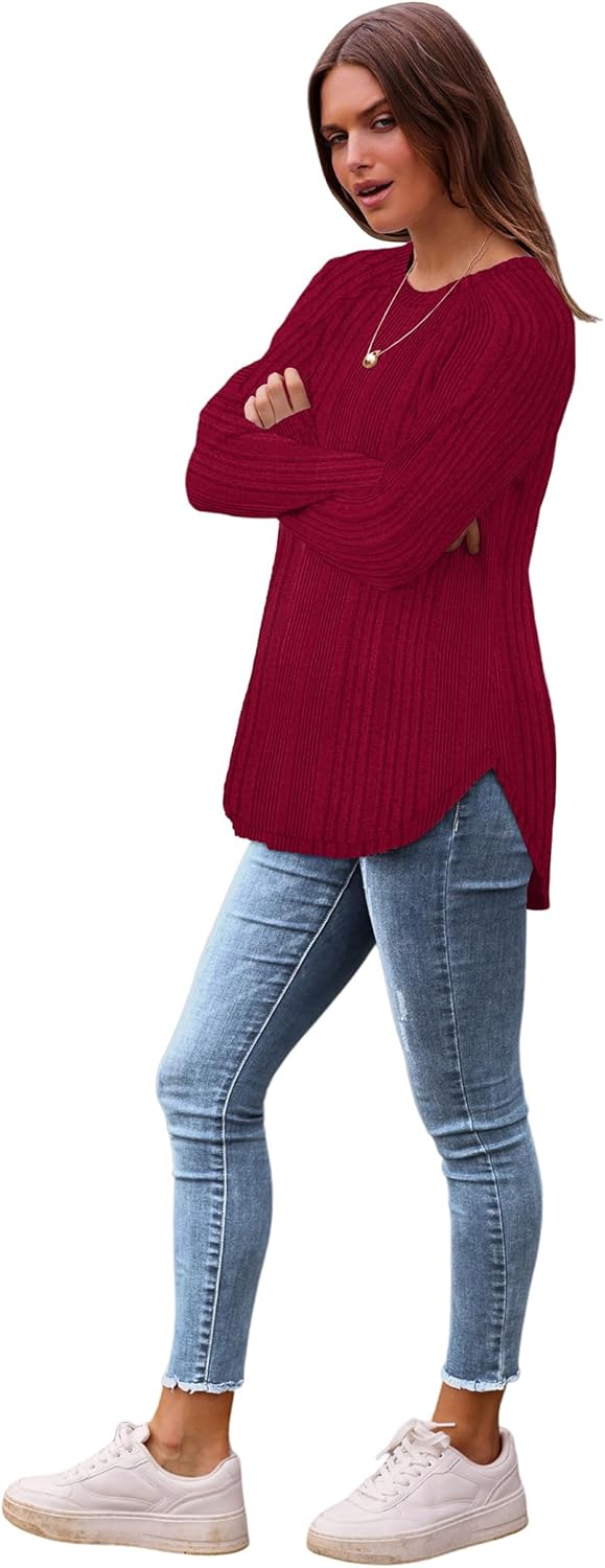 Long Sleeve Shirts Tunic Tops for Women Loose Fit Crew Neck Pullover Sweaters - Picture 106 of 113