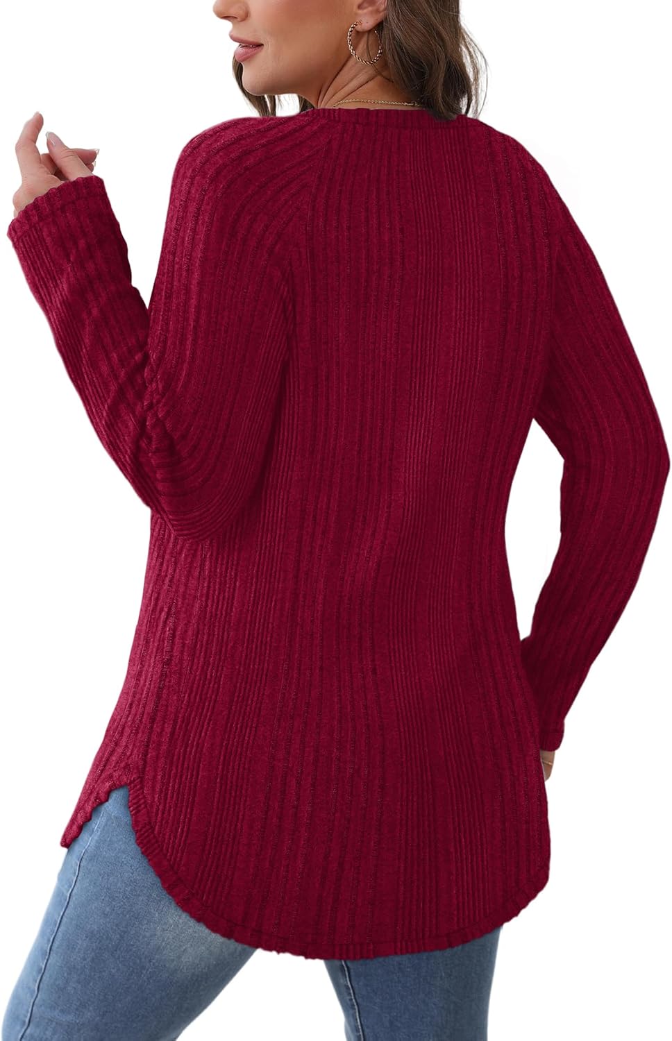 Long Sleeve Shirts Tunic Tops for Women Loose Fit Crew Neck Pullover Sweaters - Picture 108 of 113