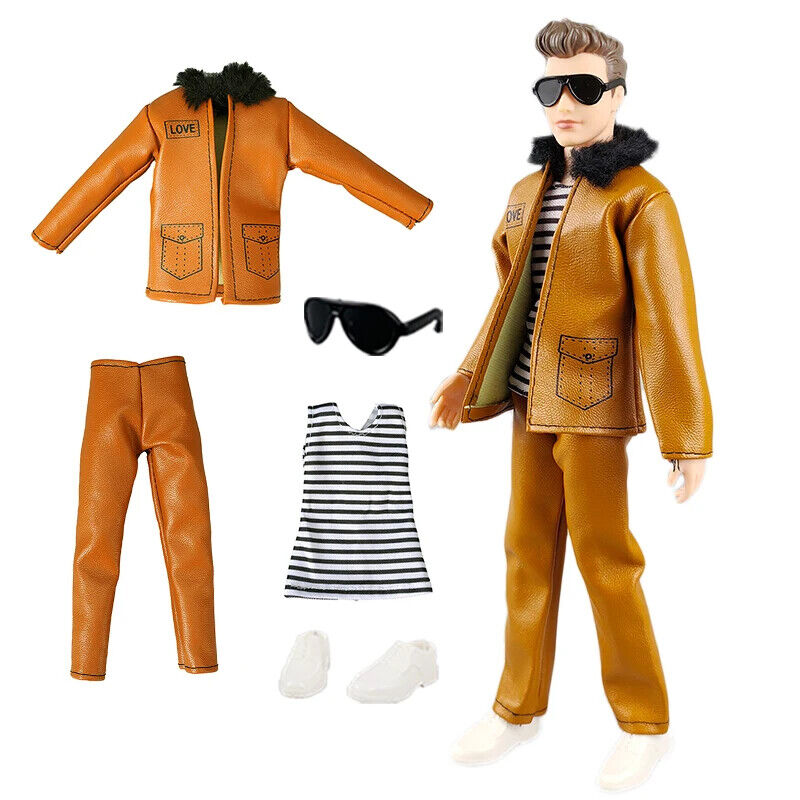 1/6 Boy Doll Clothes For 12" Doll Outfits Leather Coat Pants Shoes Toys Fashion - Picture 19 of 23