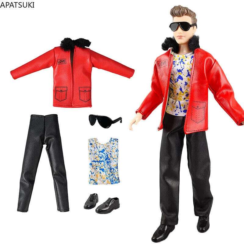 1/6 Boy Doll Clothes For 12" Doll Outfits Leather Coat Pants Shoes Toys Fashion - Picture 23 of 23