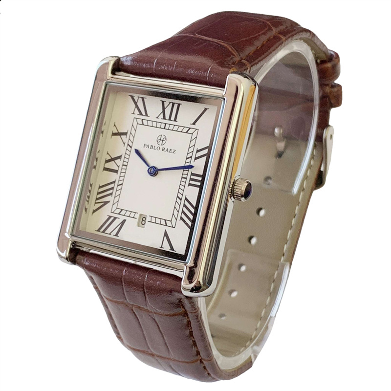 Tank Square Watch PABLO RAEZ Luxury Classic Leather Men Women stainless steel