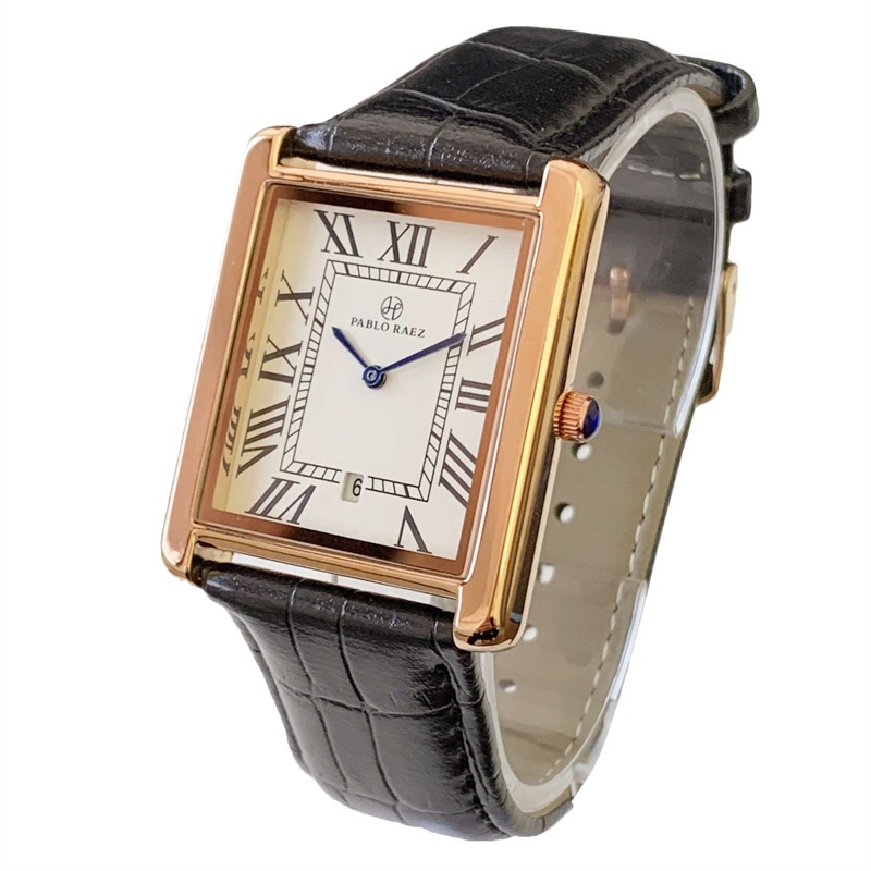 Tank Square Watch PABLO RAEZ Luxury Classic Leather Men Women stainless steel