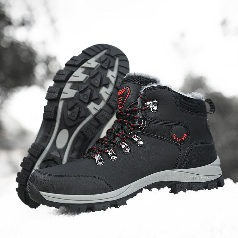 Men's Winter Warm Waterproof Snow Work Boots Hiking Outdoor Casual Leather Shoes