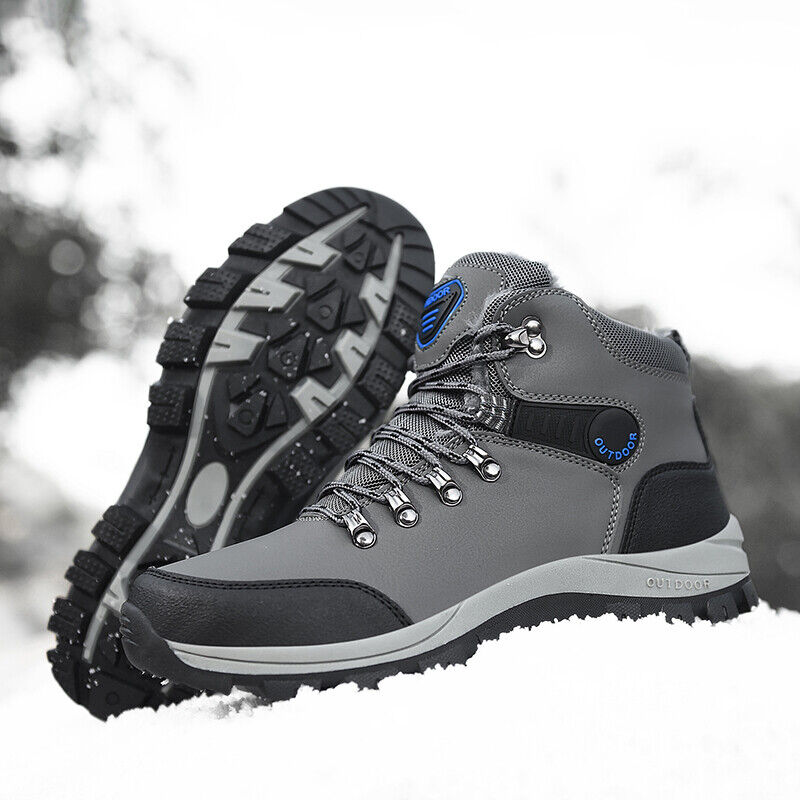 Men's Winter Warm Waterproof Snow Work Boots Hiking Outdoor Casual Leather Shoes