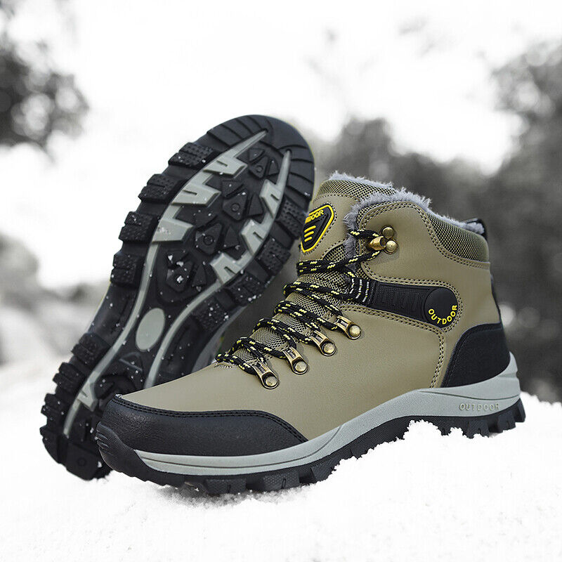 Men's Winter Warm Waterproof Snow Work Boots Hiking Outdoor Casual Leather Shoes