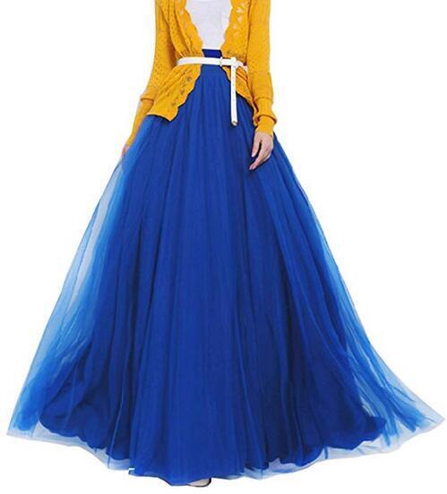 Para mujeres Faldas Largas Cintura Alta Hinchada Tul Falda Boda Dama Vestidos EE. UU. - Imagen 11 de 12