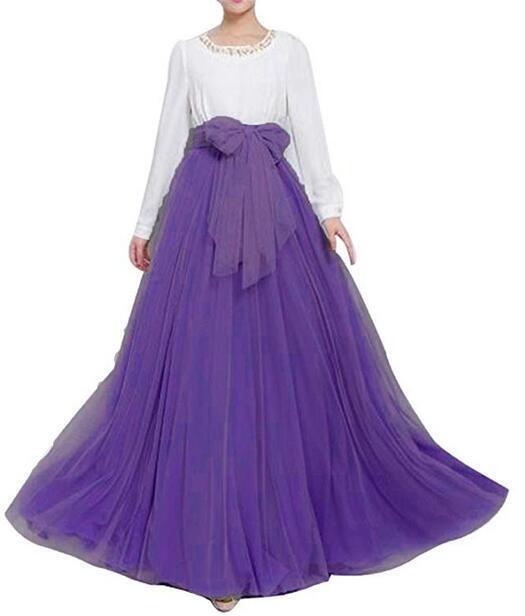 Para mujeres Faldas Largas Cintura Alta Hinchada Tul Falda Boda Dama Vestidos EE. UU. - Imagen 12 de 12