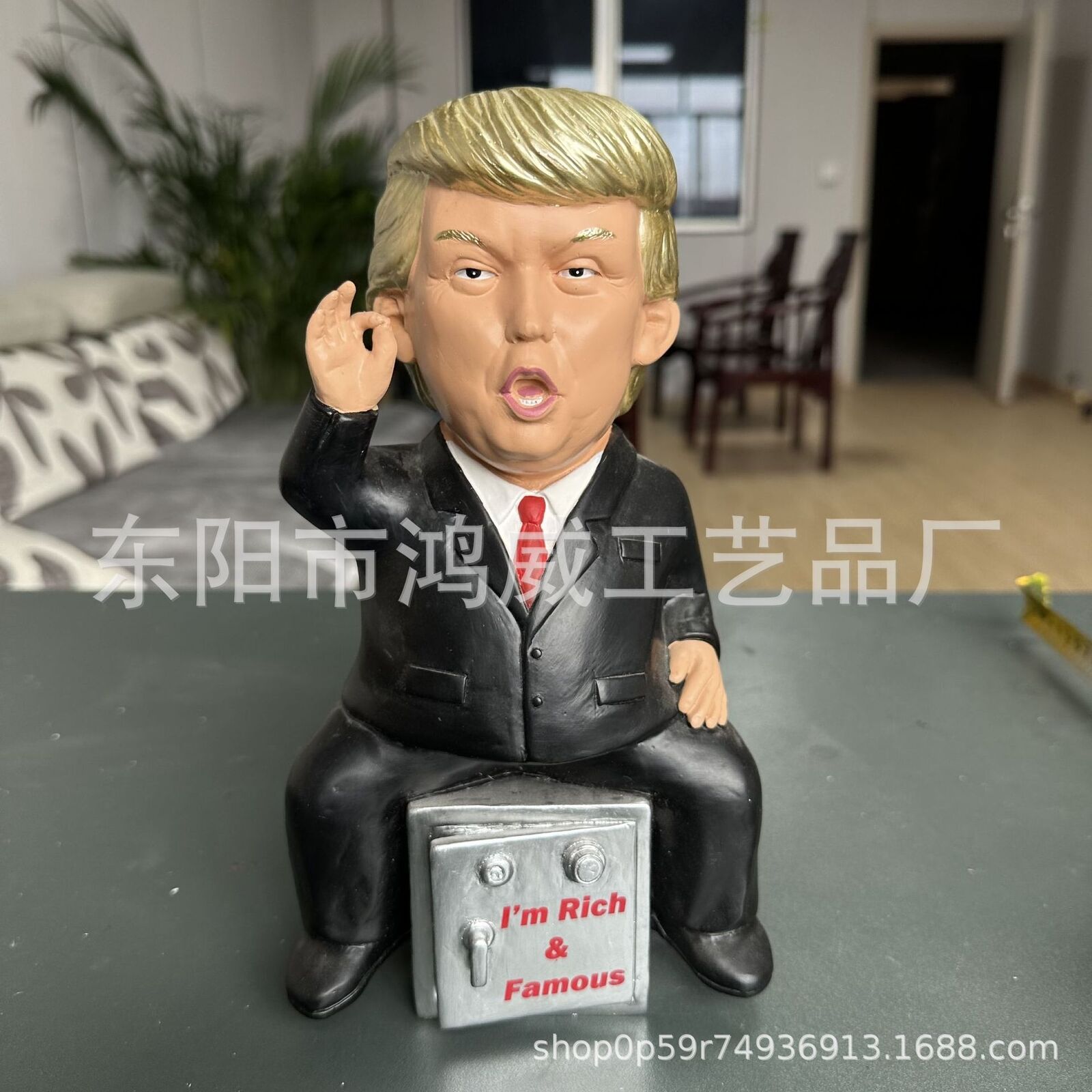 Trump Funny Collectible Gift Coin Piggy Bank Resin Trump Figure Safe Sculpture