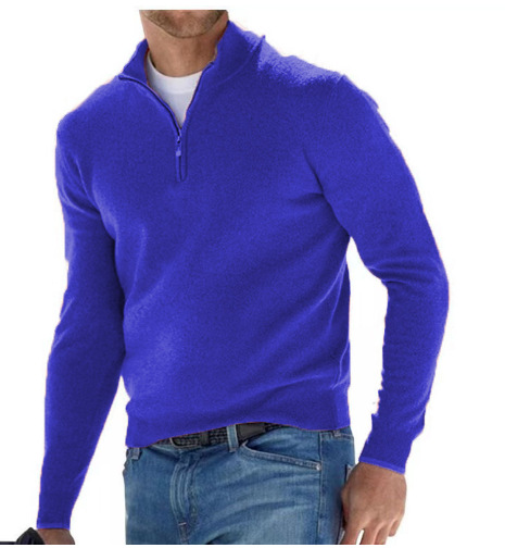 New long sleeved V-neck woolen zipper men's casual top polo shirt - Picture 30 of 33