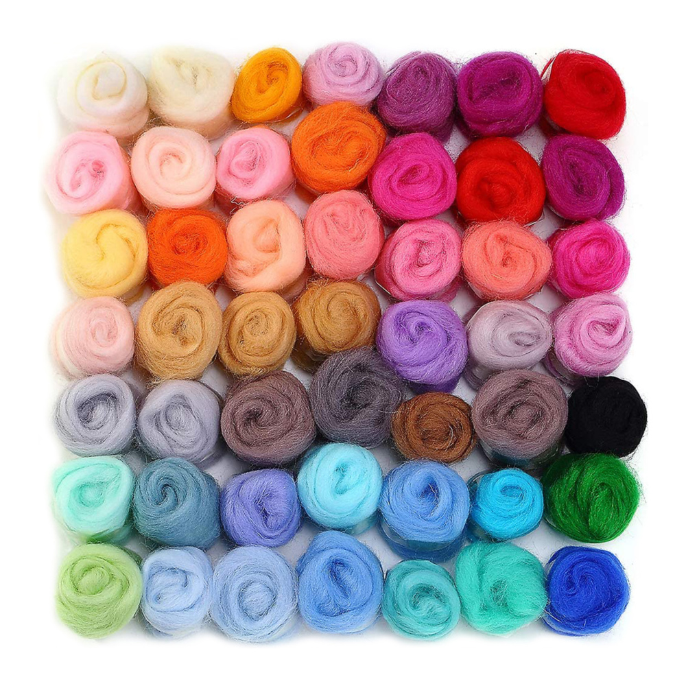 50 Colors Fibre Wool Yarns Roving Felting Wool For Needle Felting DIY Craft