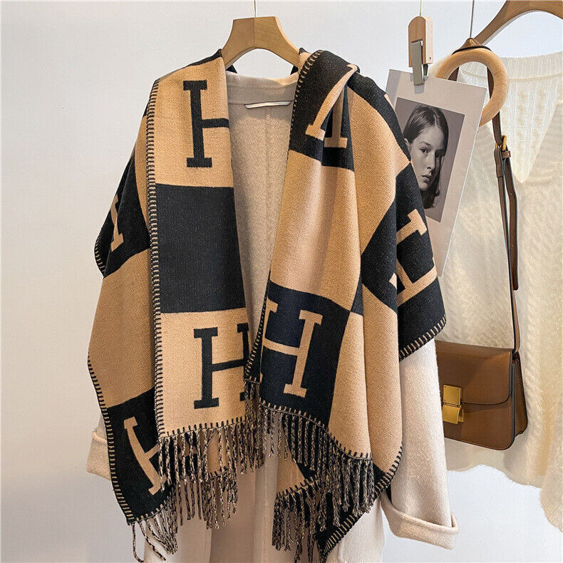 Women Imitation Cashmere Scarf Plaid Shawl Wind Winter Warm Christmas Gift