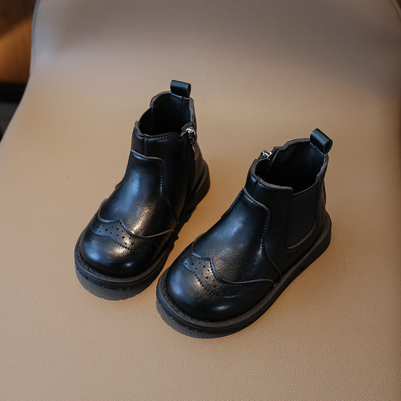 Kids Boys Girls Toddler Baby Zip Hollow Chelsea Boots Ankle Boots Shoes UK Size