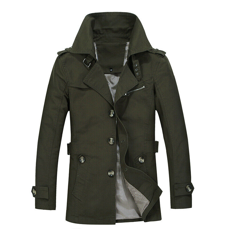 Fashion Men's Jacket Autumn Thin Trench Coat Casual Overcoat Outwear M-5XL - Picture 12 of 14