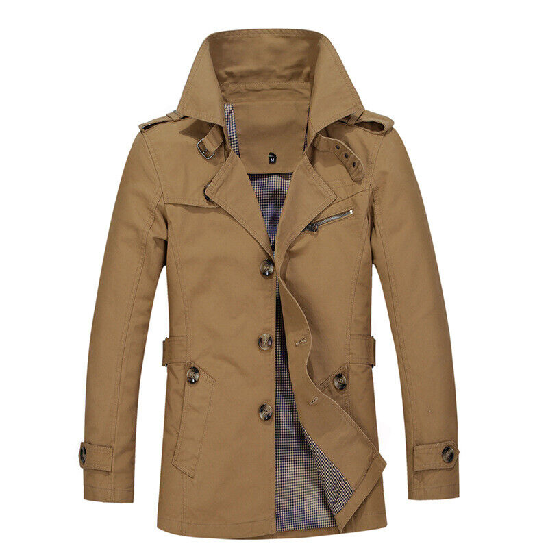 Fashion Men's Jacket Autumn Thin Trench Coat Casual Overcoat Outwear M-5XL - Picture 13 of 14