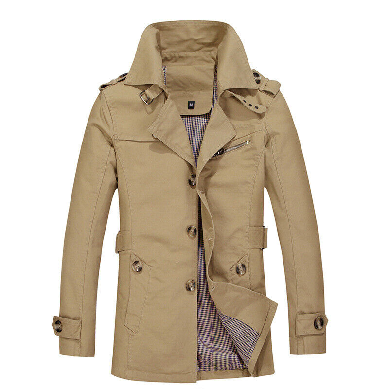 Fashion Men's Jacket Autumn Thin Trench Coat Casual Overcoat Outwear M-5XL - Picture 14 of 14
