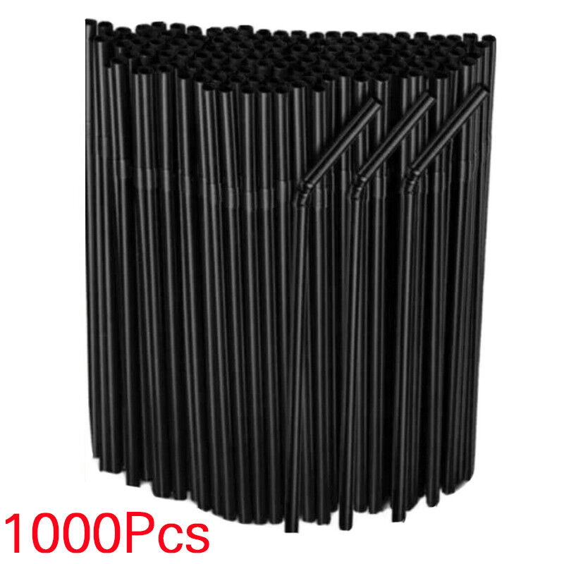 100-5000x Straws Plastic Bendy Black Straws Birthday Wedding Summer Drink Party