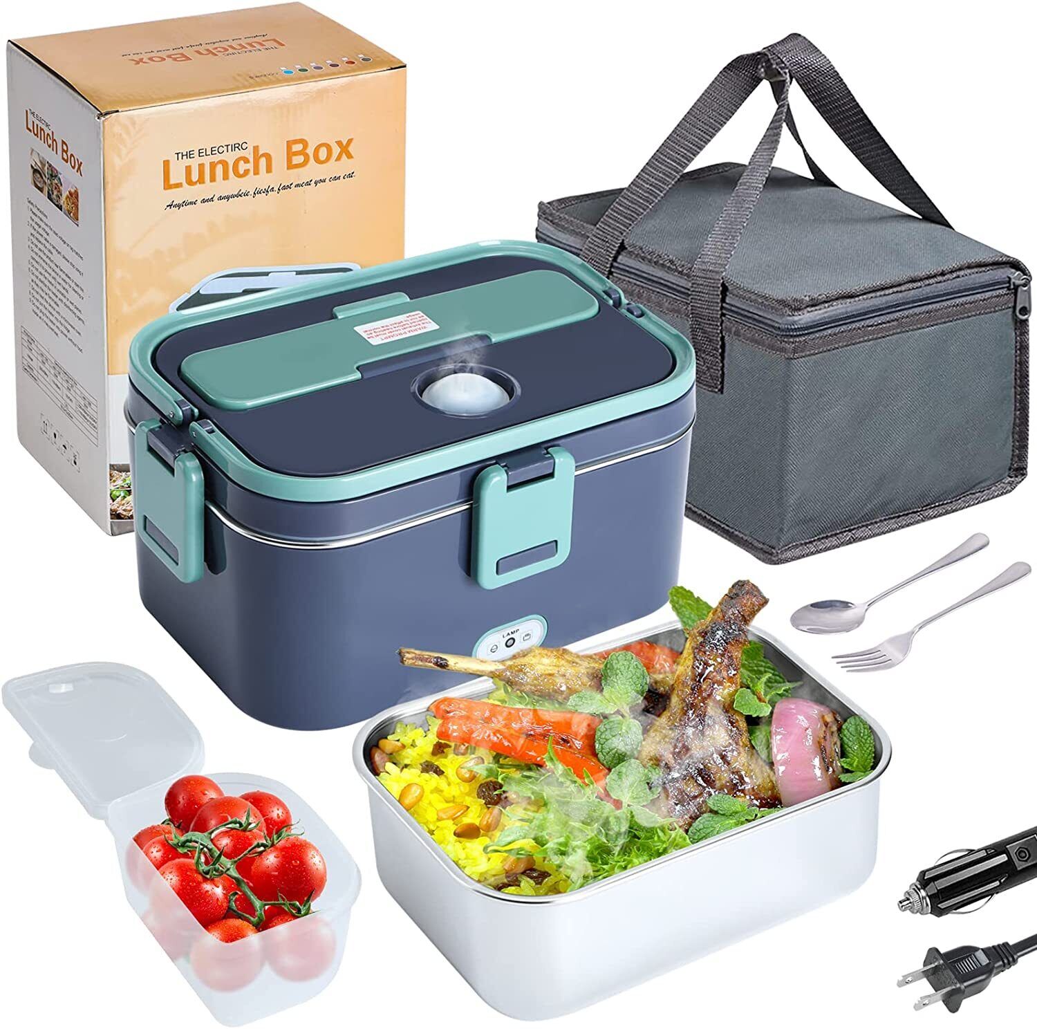 1.8L Electric Heating Lunch Box Portable for Car Office Food Warmer Container US