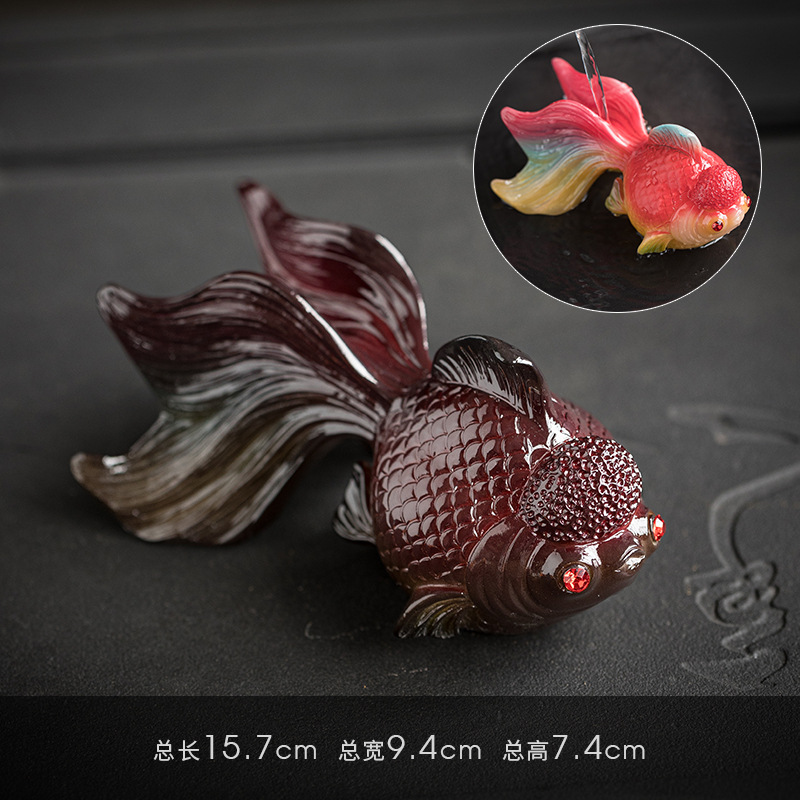 Fortuna en la cabeza Koi té mascota adorno divertido cambio de color té juego decoración - Imagen 7 de 7