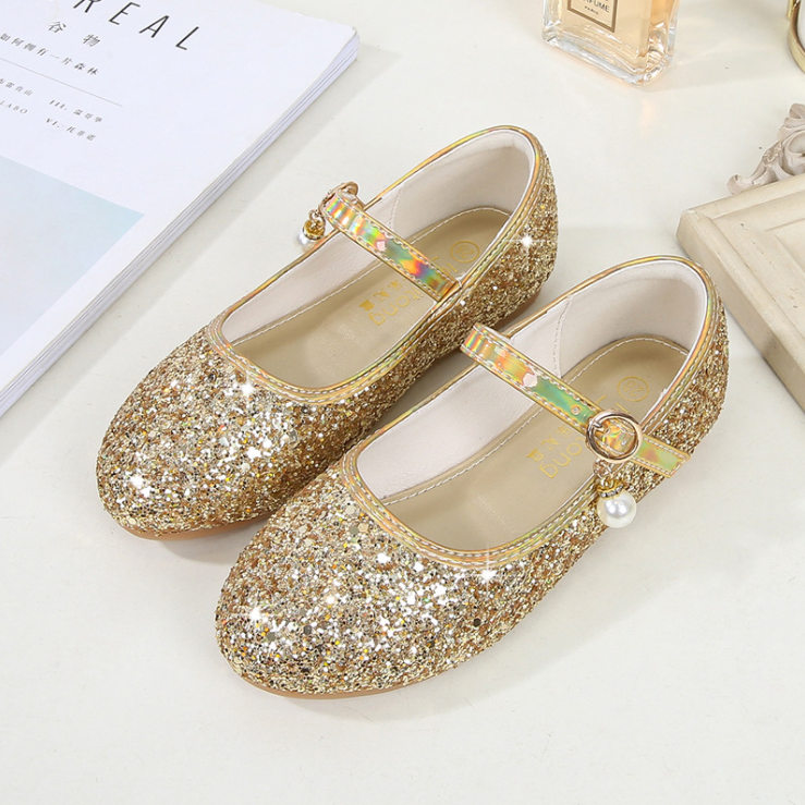 Kids Girls Party Mary Jane Glitter Flat School Sandals Wedding Occasion Shoes UK - Picture 26 of 32