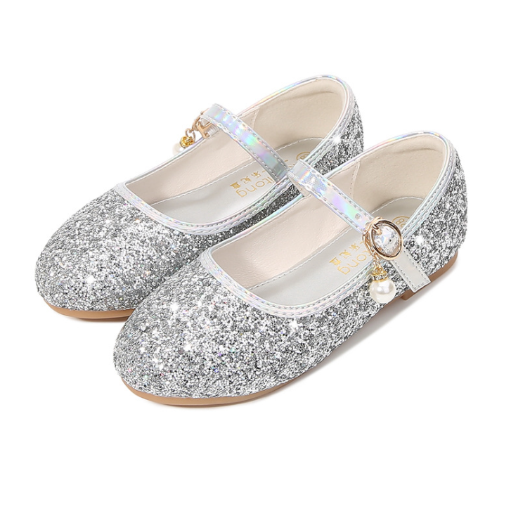 Kids Girls Party Mary Jane Glitter Flat School Sandals Wedding Occasion Shoes UK - Picture 25 of 32
