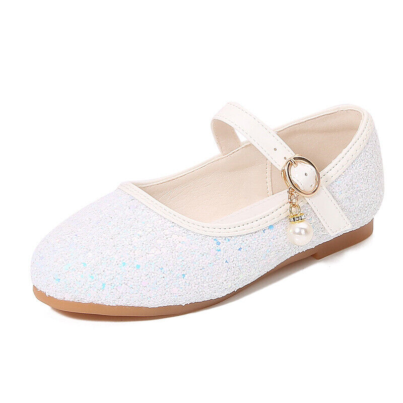 Kids Girls Party Mary Jane Glitter Flat School Sandals Wedding Occasion Shoes UK - Picture 29 of 32