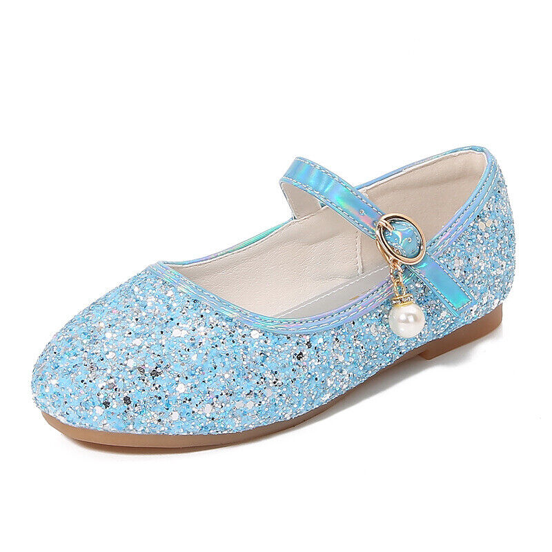 Kids Girls Party Mary Jane Glitter Flat School Sandals Wedding Occasion Shoes UK - Picture 28 of 32