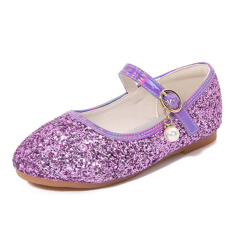 Kids Girls Party Mary Jane Glitter Flat School Sandals Wedding Occasion Shoes UK - Picture 30 of 32