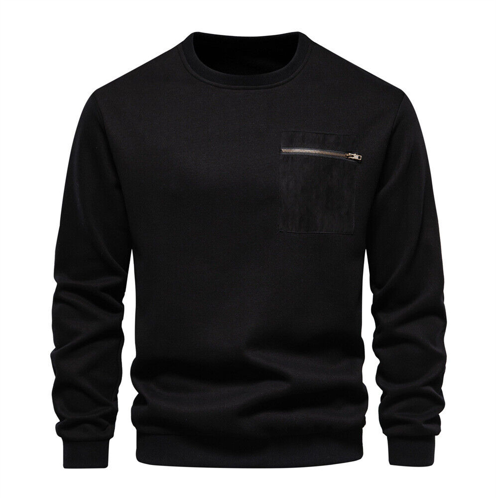 Men's Casual Crewneck Sweatshirt Solid Color Long Sleeve Pullover Sweatshirt