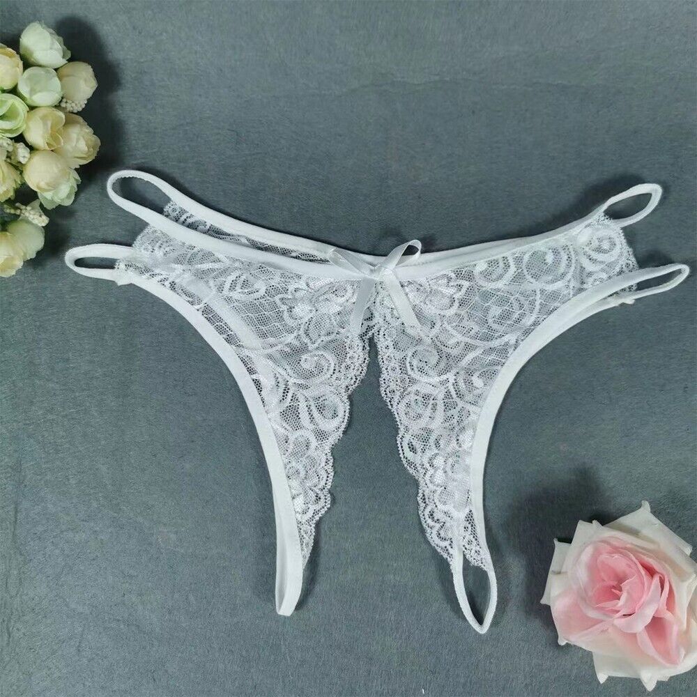 Womens Lace Panties Crotchless Underwear Thongs Lingerie G-String Sheer Briefs