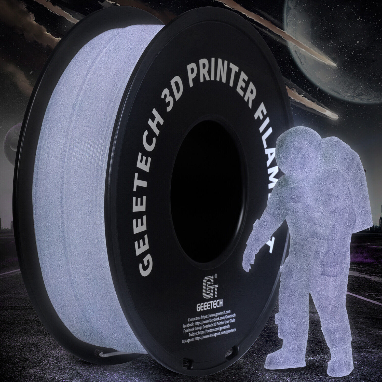 Geeetech Luminous PLA Filament 1.75mm 1KG Glowing in the Dark For 3D Printer