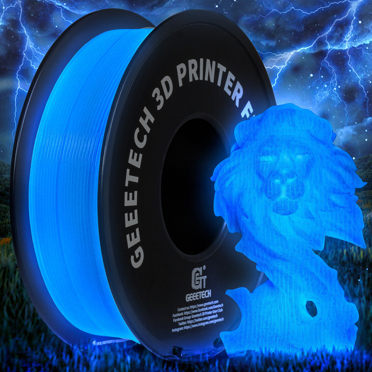 Geeetech Luminous PLA Filament 1.75mm 1KG Glowing in the Dark For 3D Printer