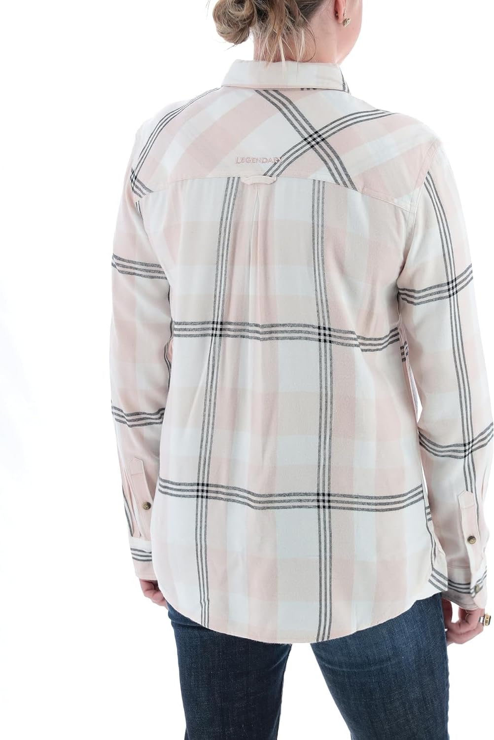 Womens Button Classic-Fit Shirts Plaid Long Sleeve Collared Business Casual Tops - Picture 22 of 81