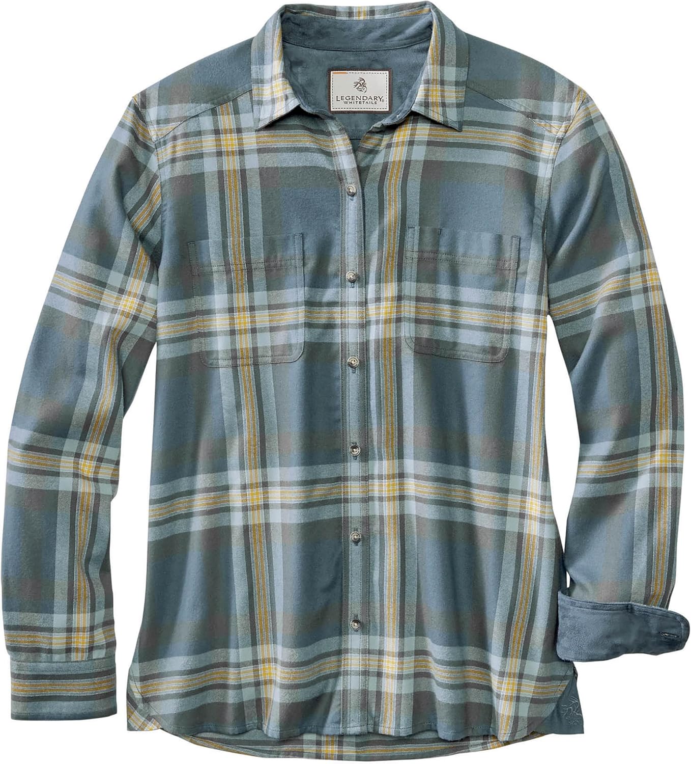 Womens Button Classic-Fit Shirts Plaid Long Sleeve Collared Business Casual Tops - Picture 31 of 81