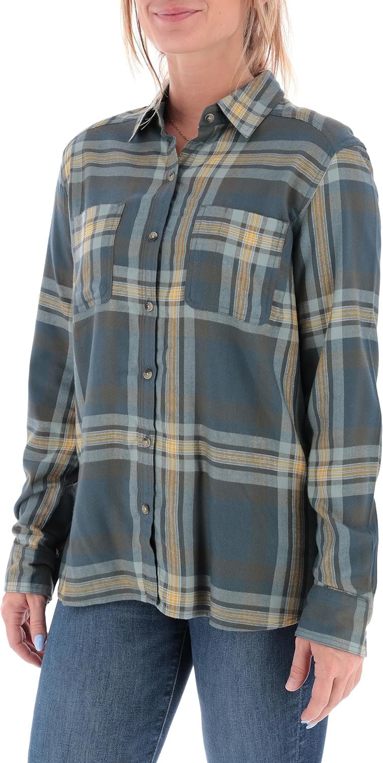 Womens Button Classic-Fit Shirts Plaid Long Sleeve Collared Business Casual Tops - Picture 33 of 81