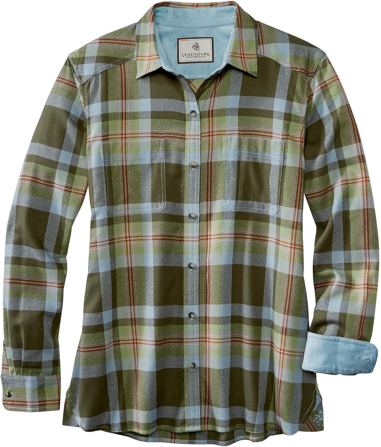 Womens Button Classic-Fit Shirts Plaid Long Sleeve Collared Business Casual Tops - Picture 38 of 81